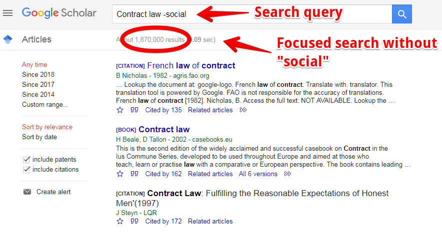 How do I filter searches in Google Scholar?