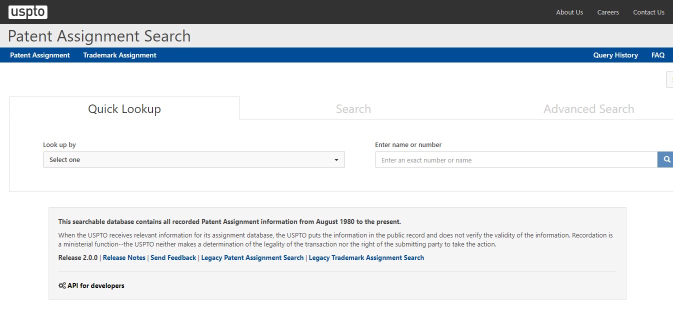patent assignment database uspto