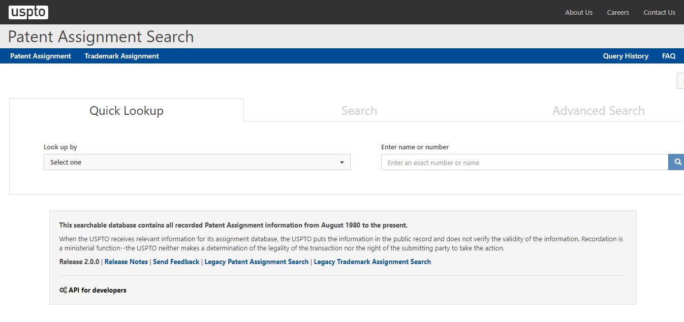 uspto assignment database patent