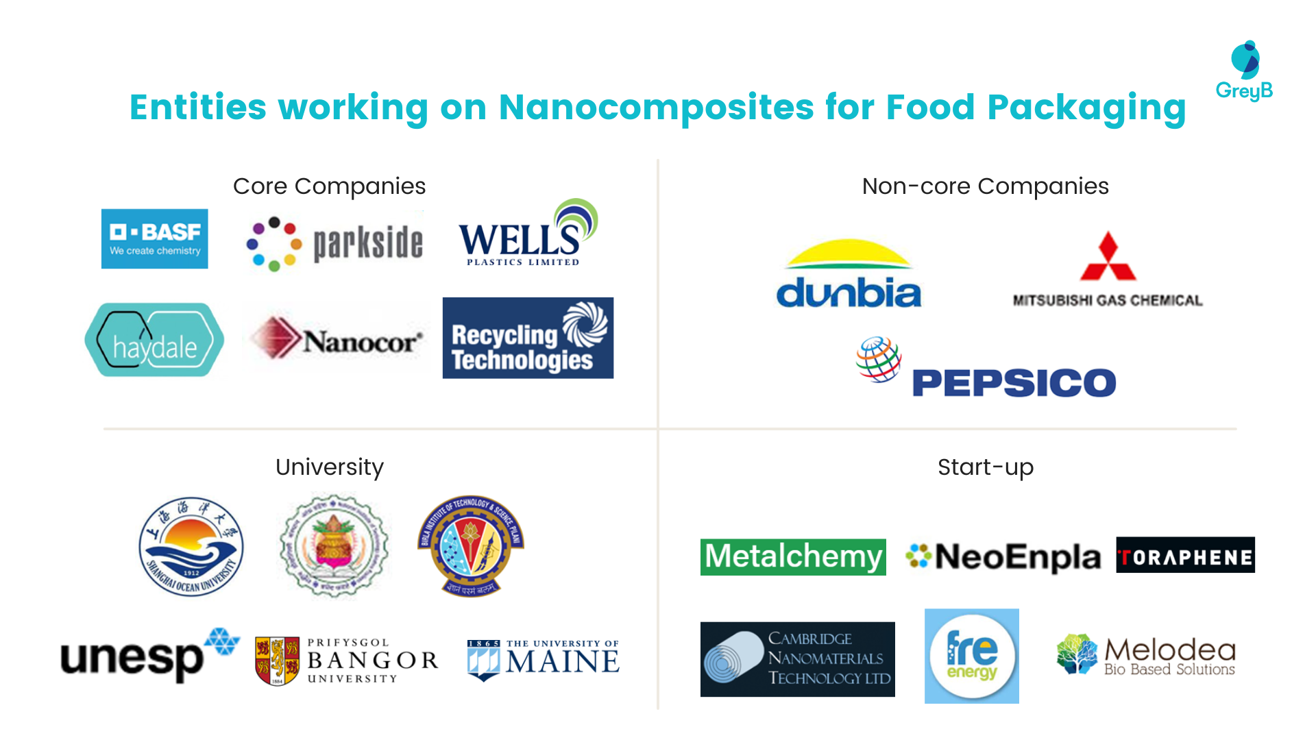 Entities working on Nanocomposites for Food Packaging