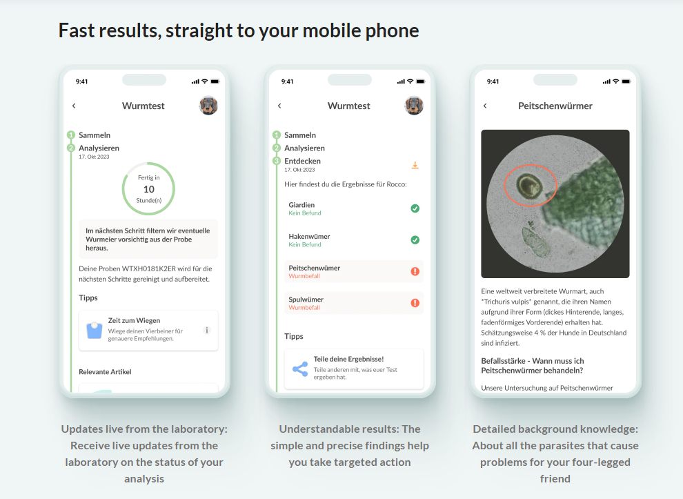 Vetevo Mobile App showing Lab Results