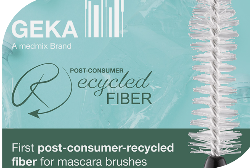 Geka's post consumer recycled fiber for mascara brushes