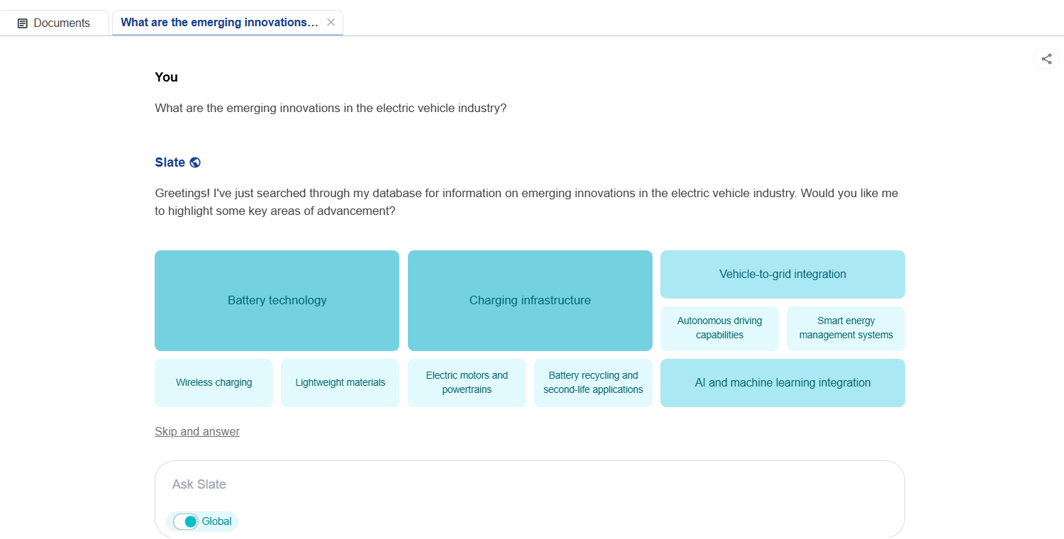 Slate Dashboard for EV innovations