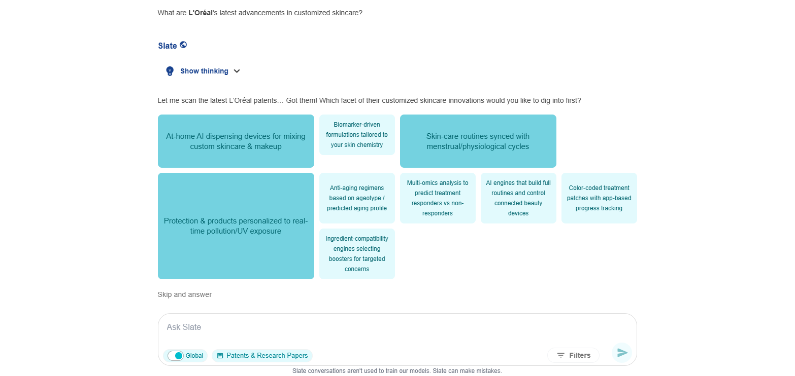 Discover L’Oréal’s latest advancements in customized skincare with our AI platform, Slate