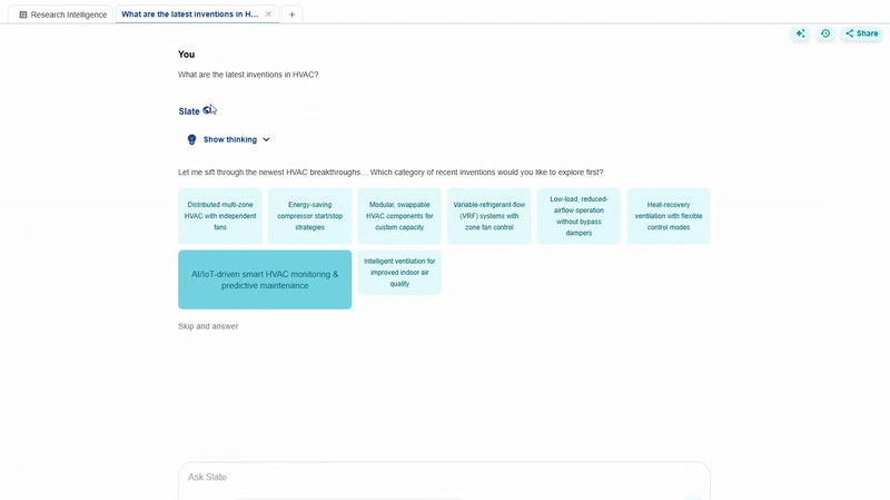 Slate dashboard for HVAC innovations