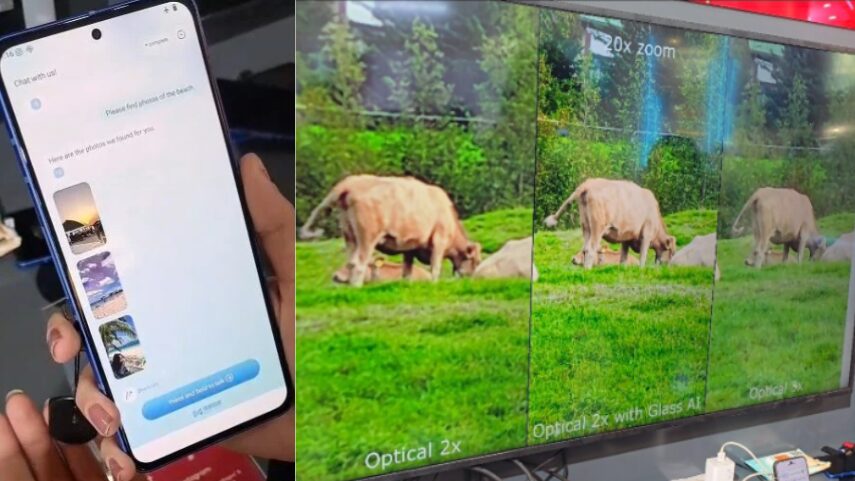 On the left is Qualcomm’s AI powered content creation, and on the right is Qualcomm AI Enhanced Optical Zoom in Real Time