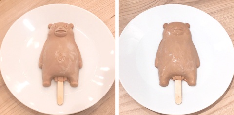 The left ice cream bar is right after taking it out of the freezer, and the right is after 2 hours. There was no dripping even after 2 hours